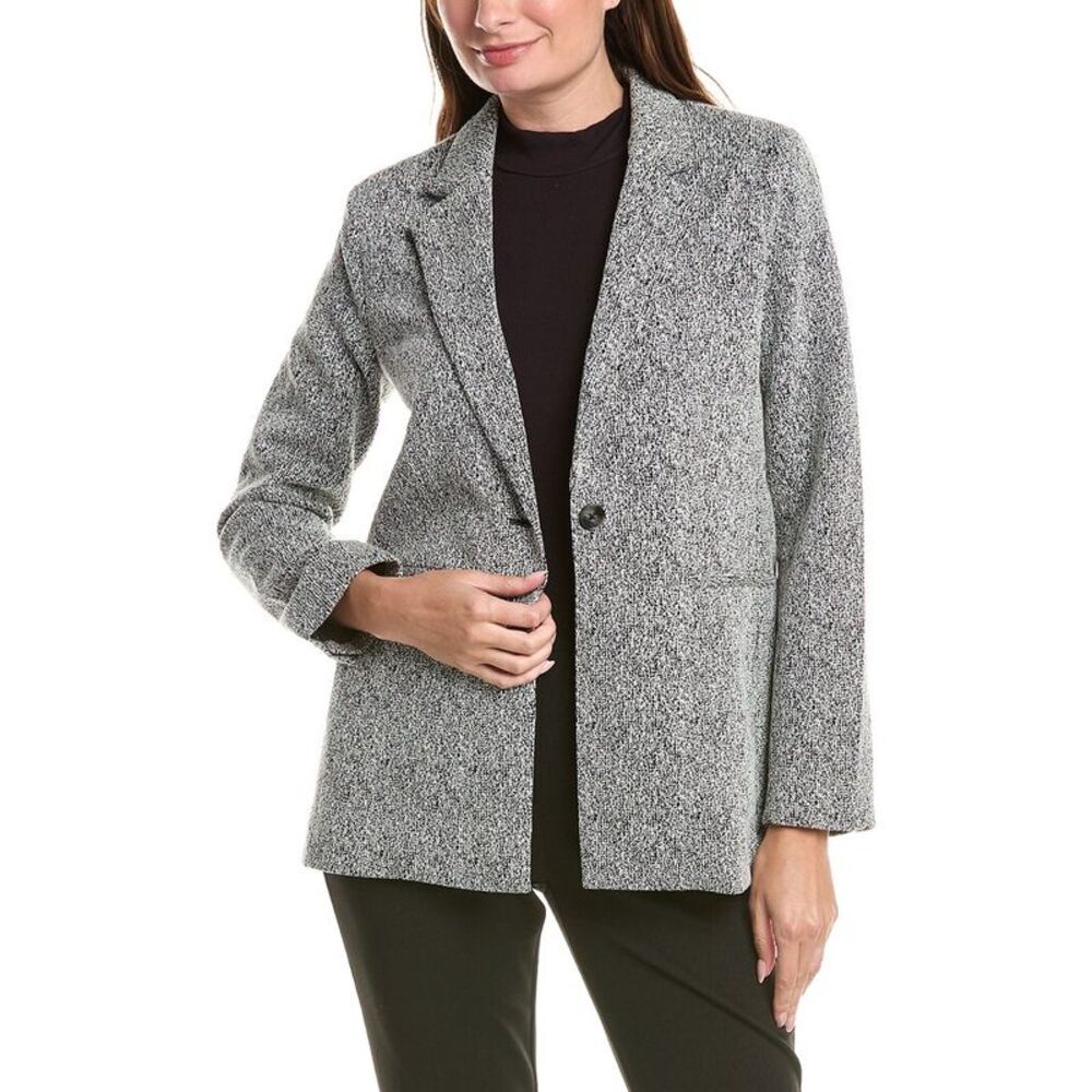 T Tahari Womens Notch Lapel Jacket, Black